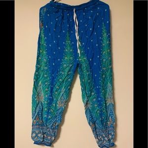 Boho peacock yoga pants